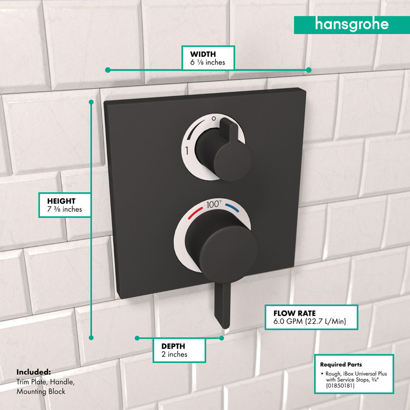 Ecostat Thermostatic Shower Faucet Trim, Matte Black