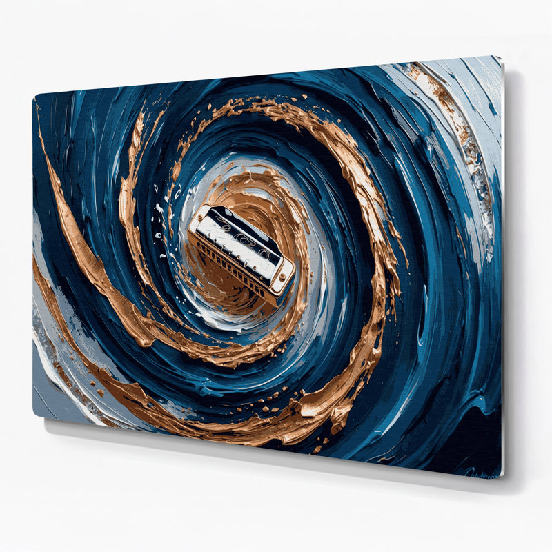 Art musical bleu Harmonica, H 20 po x l 24 po