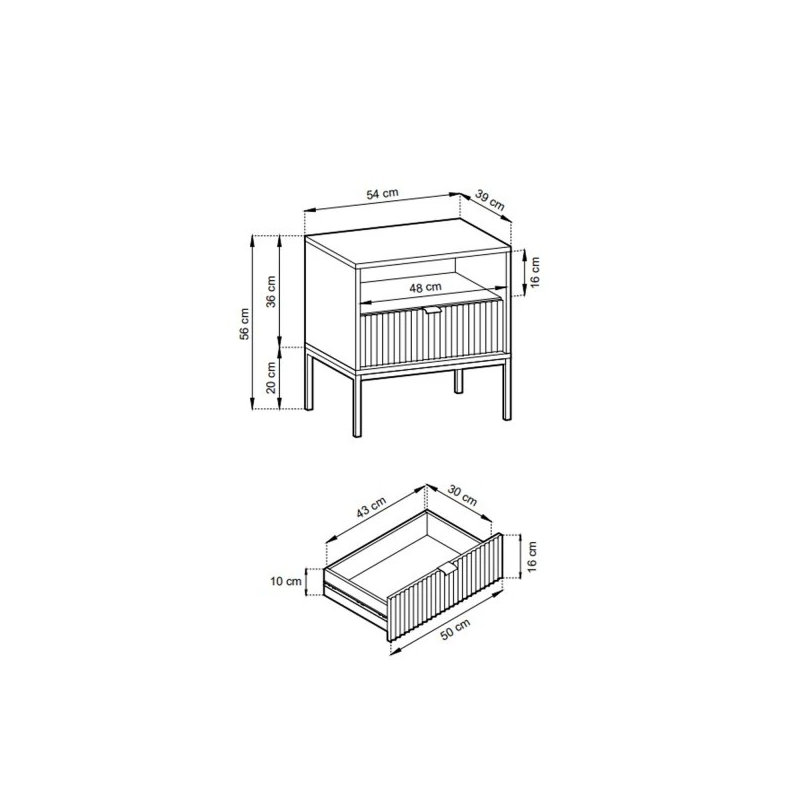 Icilia 1 Drawer Bedside Table, Grey