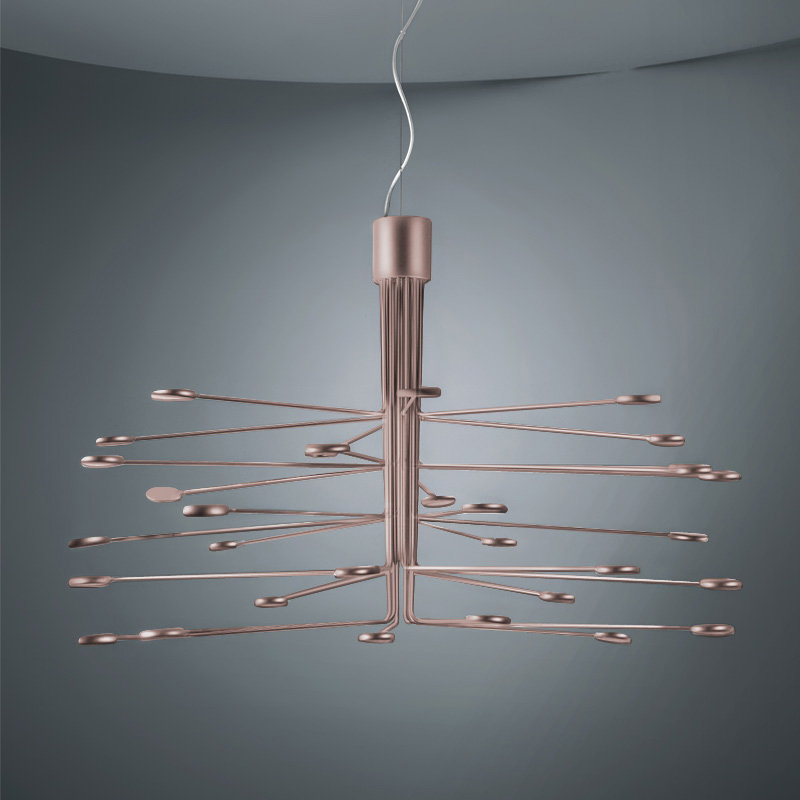 Arbor 30 - Light Sputnik Modern Linear LED Chandelier, Copper/Silver