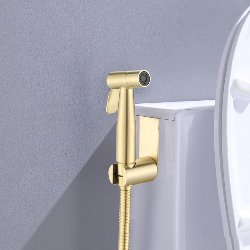Brushed Gold Metal Handheld Bidet - Efficient Toilet Cleaner With Adjustable Spray, Enhancing Hygiene And Convenience Hygienic Finish, Rust Corrosion For Use