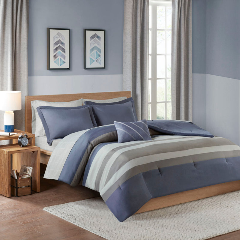 Brushed Polyester Comforter and Sheet Set with Antimicrobial Protection