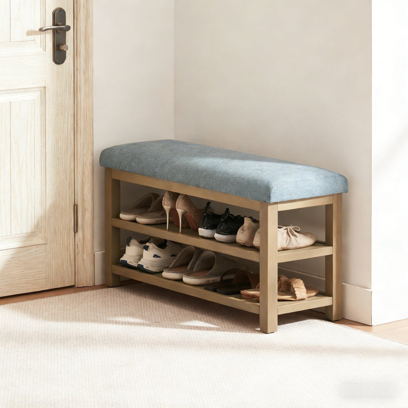 Banc de rangement avec coussin Mid-Century, 21.3" H x 39.4" W x 13.8" D