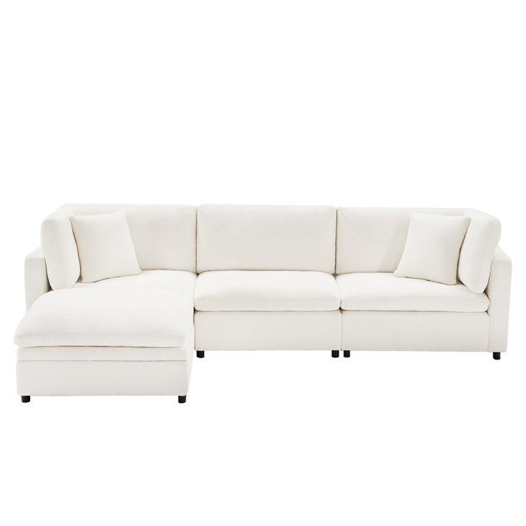 118.5” Oversized Cloud Modular Sectional Down Filled 4-Seater L Shape Sofa
