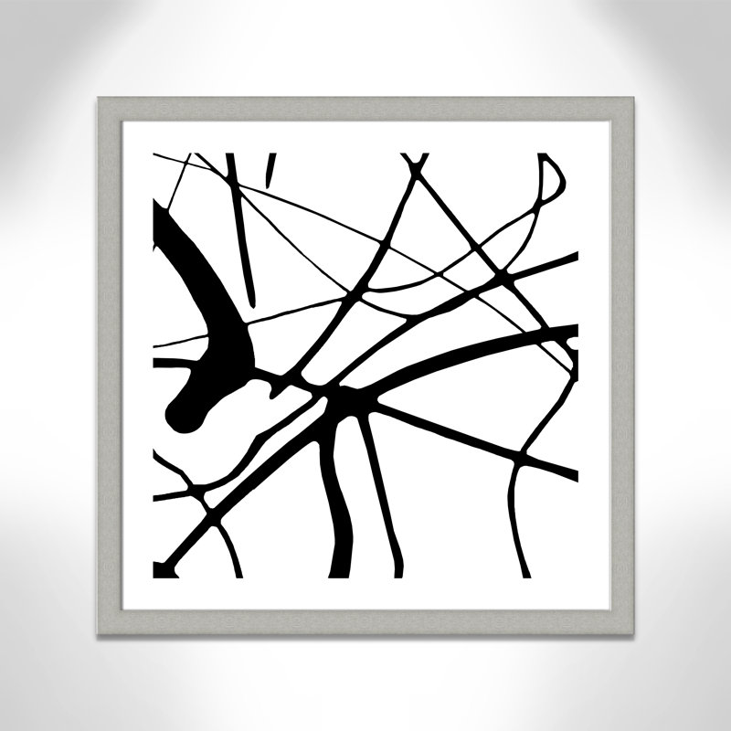 Intersection I - peinture encadrée, Encadrement argent brossé, H 33,5 po x l 33,5 po x P 1,25 po