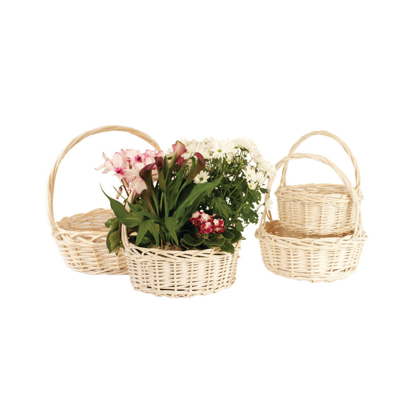 Panier à mèches/en rotin 4 pièces, Blanc délavé