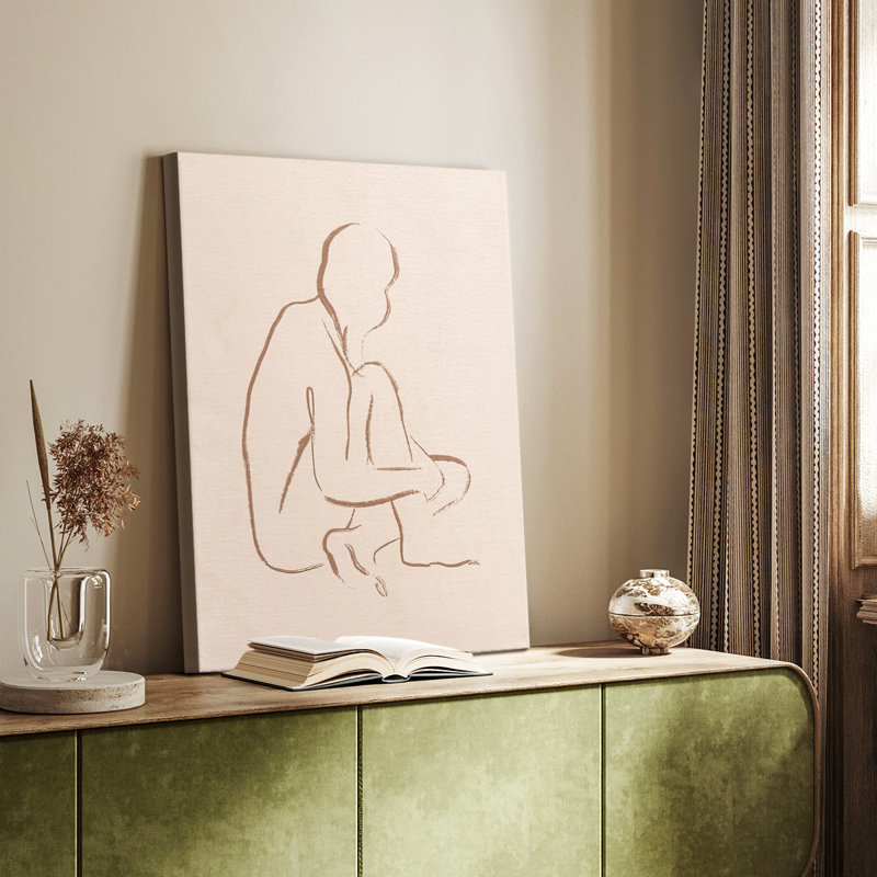 Sketched Pose I -Custom Wrapped Gallery Cavas, 18" H x 12" W