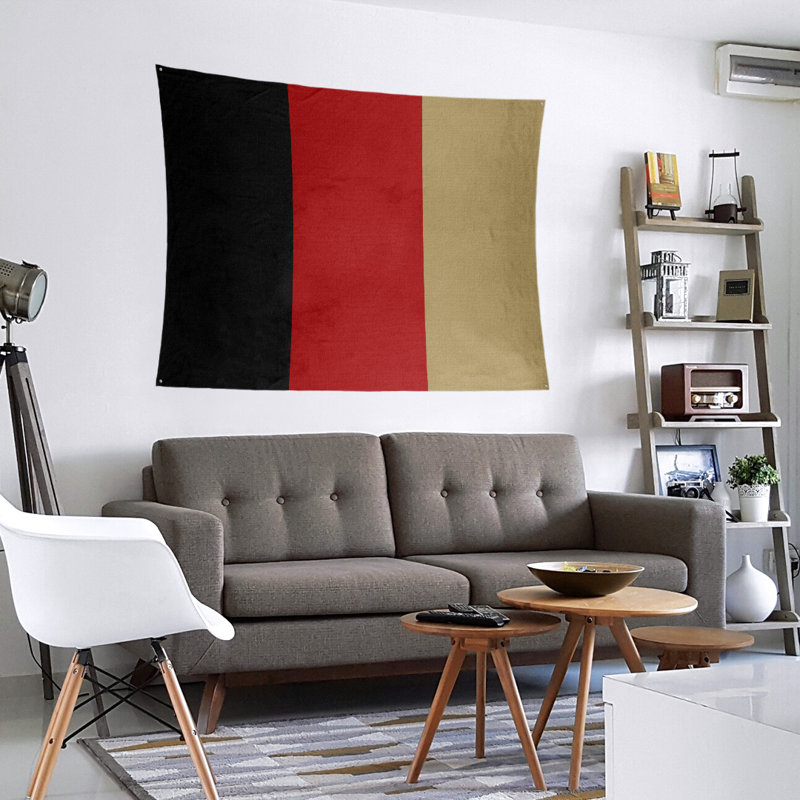 Polyester Tapestry, 51" H x 60" W, Black/Red/Gold