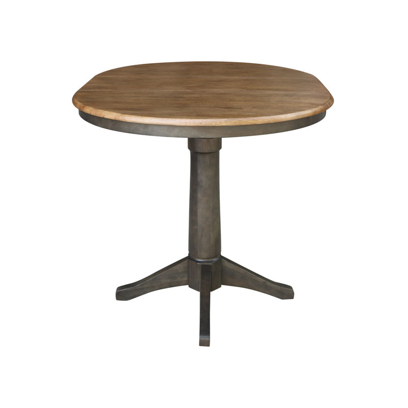 Henington Extendable Solid Wood Dining Table, Hickory/Washed Coal