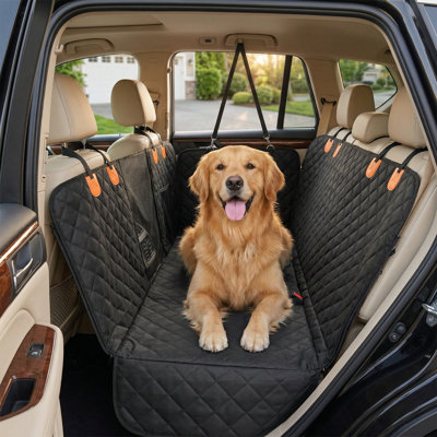 Back Seat Cover For Dogs, Waterproof Hard Bottom Spacious And Comfortable, Ideal For Car Trips And Outdoor Adventures, Cherished By Pet Owners（Black）