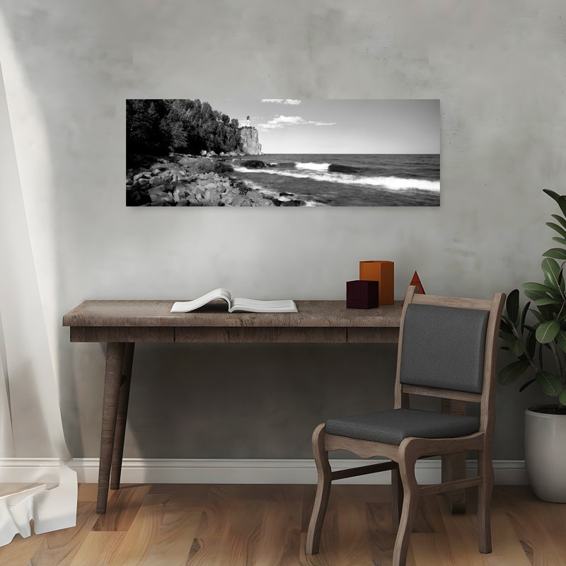 Lighthouse on a cliff Split Rock Lighthouse Lake Superior Minnesota USA 1 Piece Wrapped Canvas Panoramic Wall Art