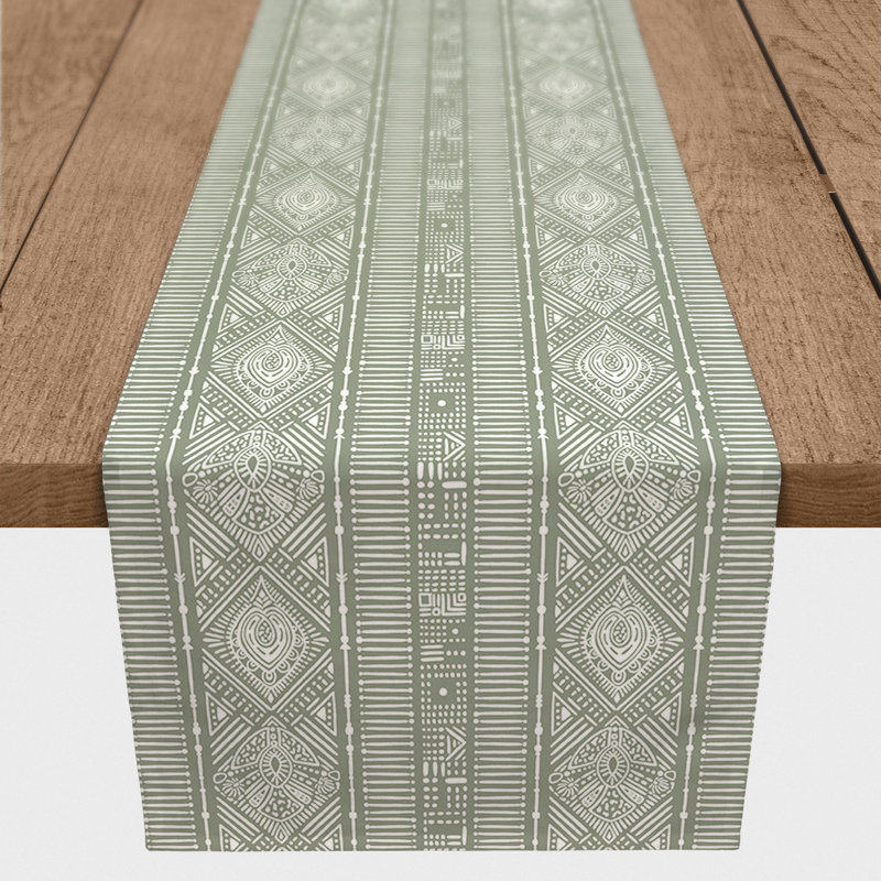 Nielsen Geometric Table Runner, 90" x 16", Green
