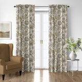 Bronte Gold Cotton Rod Pocket Drapery Panel Set of 2