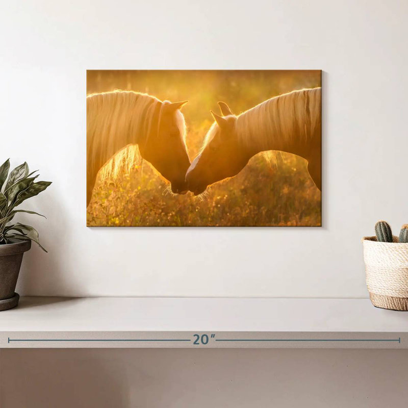 Hardie, coucher de soleil romantique, chevaux, H 8 po x l 12 po