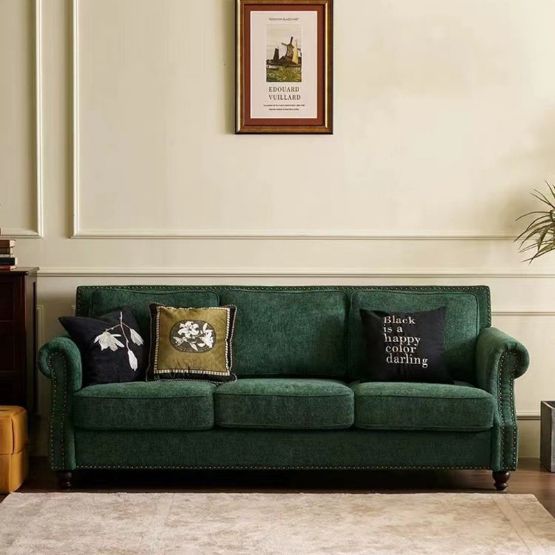 American Retro Light Luxury Green Sofa