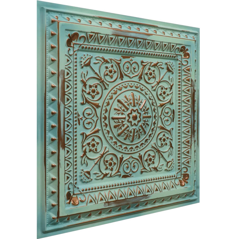 Natural Patina 24'' PVC Ceiling Tile with Ornate Design