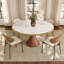 Table de cuisine luxueuse à base en bois massif et à garniture dorée Luxury Thicken Stone pour 2 à 8 personnes-741838039-741838040
