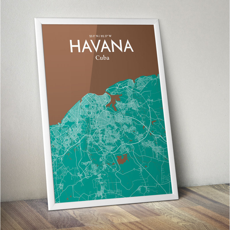 Havana City Map - No Frame Print, 91.4cm H x 61cm W x 0.13cm D