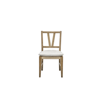 Lot de 2 chaises à dossier à lattes couleur amande, avec placage, assise naturelle, largeur 69,7 cm, hauteur de l'emballage 37,5 cm. Chaise avec siège et coussin amovible à nouer.