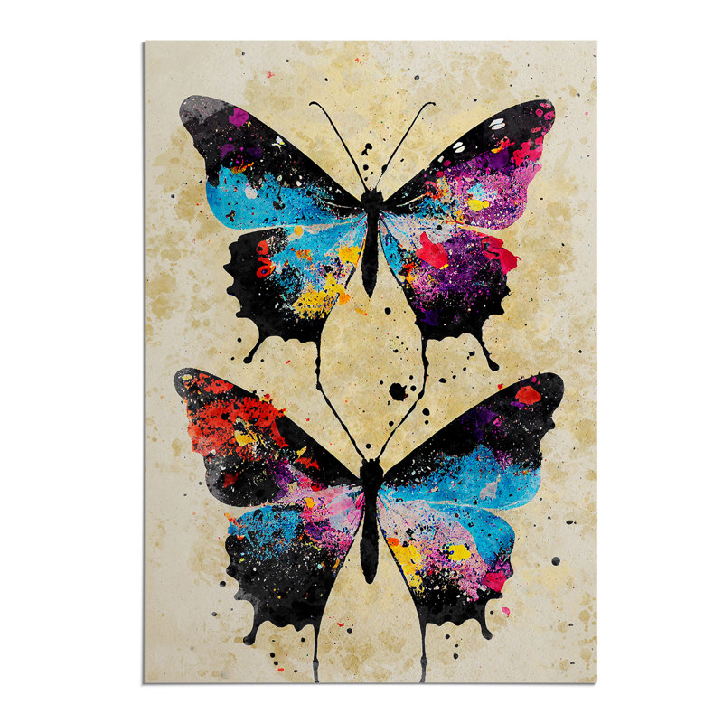 Butterflies Paint Splatter No.1 - Wall Art, Paper, 29.7cm H x 21cm W, No Matte