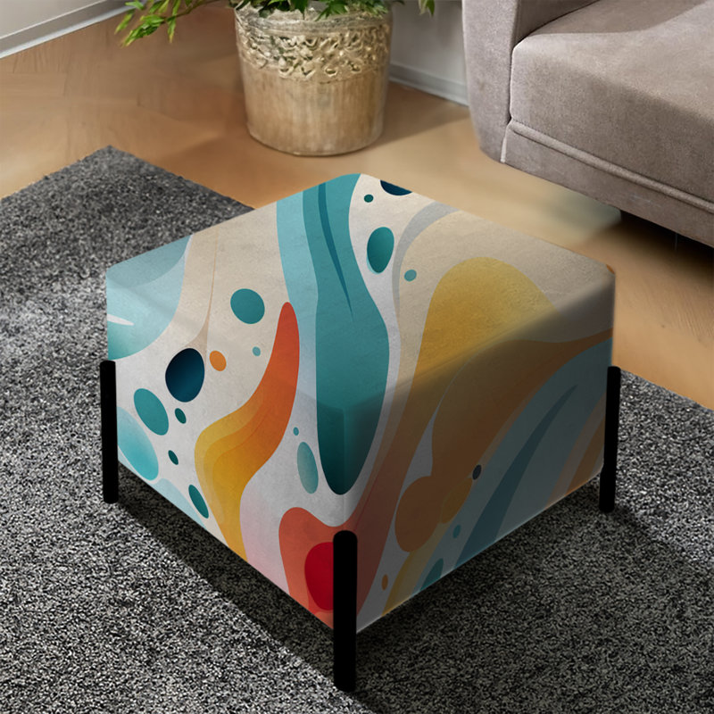 Doux vague de neutralité abstraite multicolore de couleur douce - repose-pieds carré abstrait