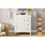 Meuble-lavabo de 30 po avec lavabo en céramique et 3 tiroirs, armoire de rangement moderne en bois massif, idéale pour la maison-118592780