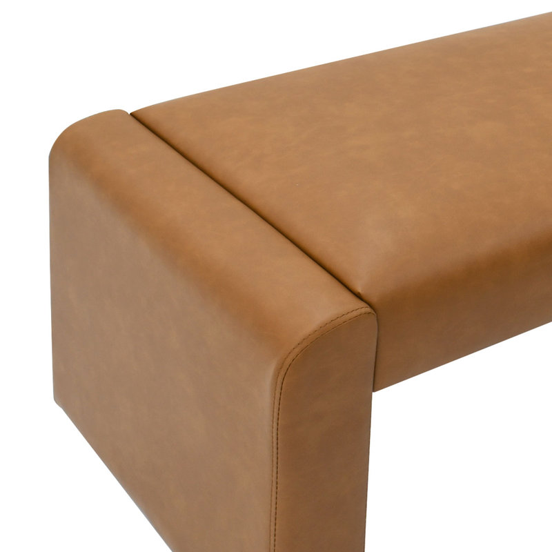 Wagenen 47" Upholstered Bench, Brown Faux Leather