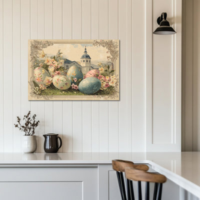 Art mural de Pâques GUTTATY, décoration murale de Pâques au printemps, art mural sur toile de Pâques pour le salon, œuf de Pâques pour chambre à coucher, chambre d'enfant, entrée, chambre de bébé, 12 po x 16 po