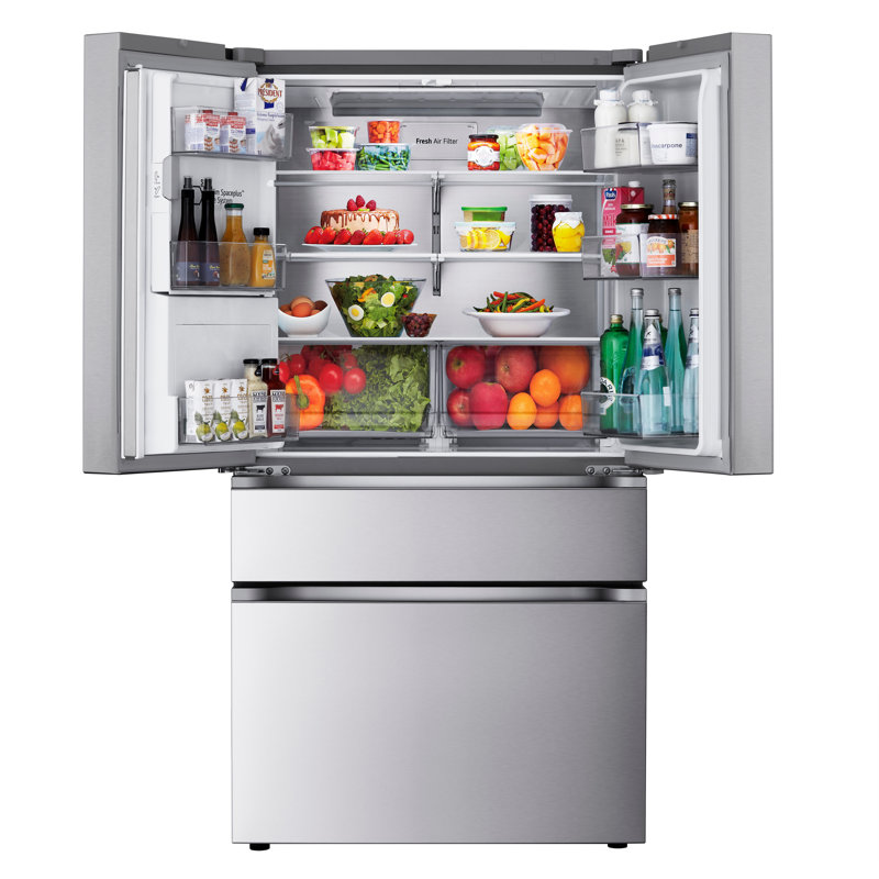 LG Smart Counter-Depth MAX, 4-Door French Door Refrigerator with Full-Convert Drawer, Print Proof Stainless Steel, 25 cu. ft.