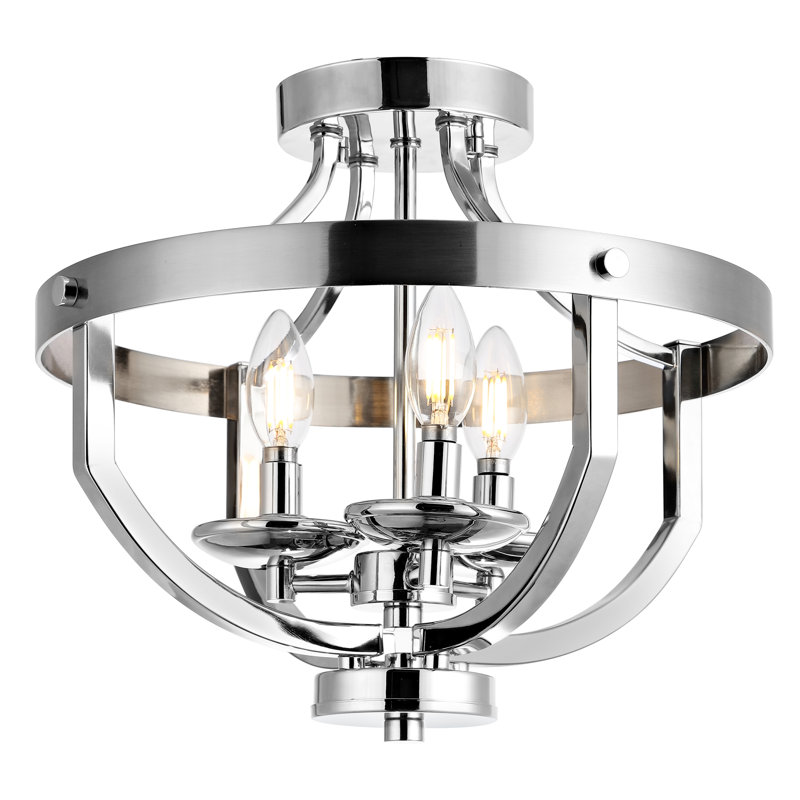 Plafonnier semi-encastré géométrique de style lustre 15 po 3 lumières Alexo