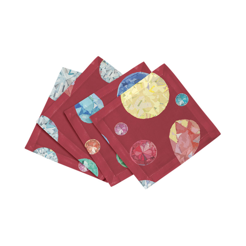 Jewel Cotton Sateen Cocktail Napkins, Red