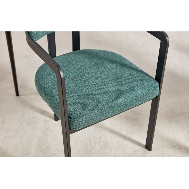 Ensemble de 2 chaises de salle à manger modernes et rembourrées de style Mid-Century, Vert antique