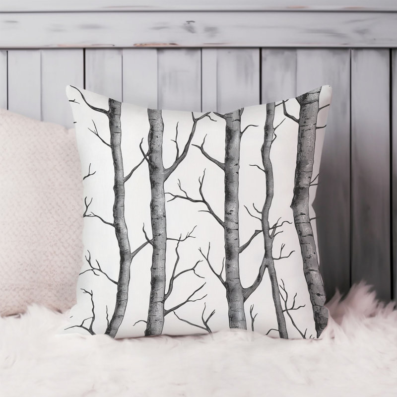 Botanical Winter Trees Pattern VI Cottage Throw Pillow Cover, 18x18