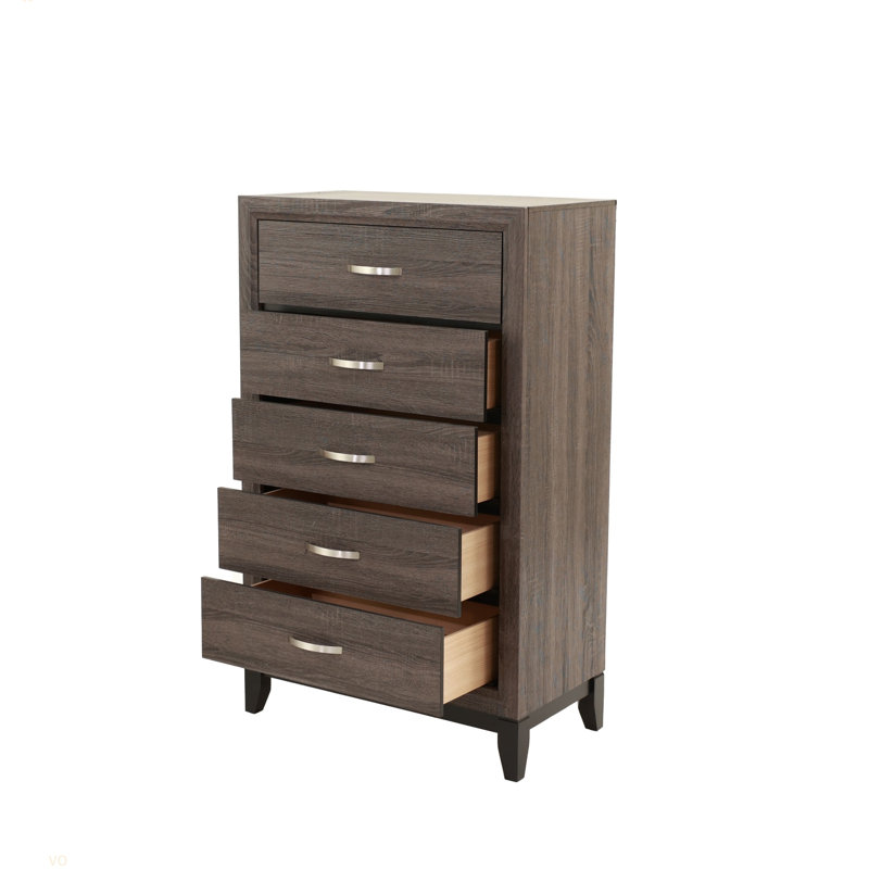 Commode en bois massif 1 chambre, Gris