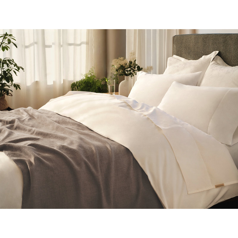 Heirloom Organic Sateen Sheet Set Alpine White, King Sheet Set with 2 Pillowcases, Undyed