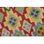 Tapis rouge / bleu / doré à motif géométrique en laine tissé à la main 8 pi 4 po x 9 pi 9 po Kemara