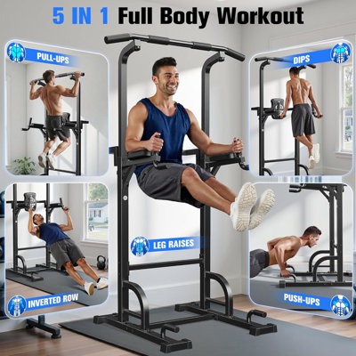 FED Fitness Sportsroyals Series PT3 Power Tower Pull Up and Dip Station, 450 lb Capacity for Home Gym