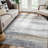 Modern Abstract Gray/White/Gold Machine Washable Area Rug-1890005772