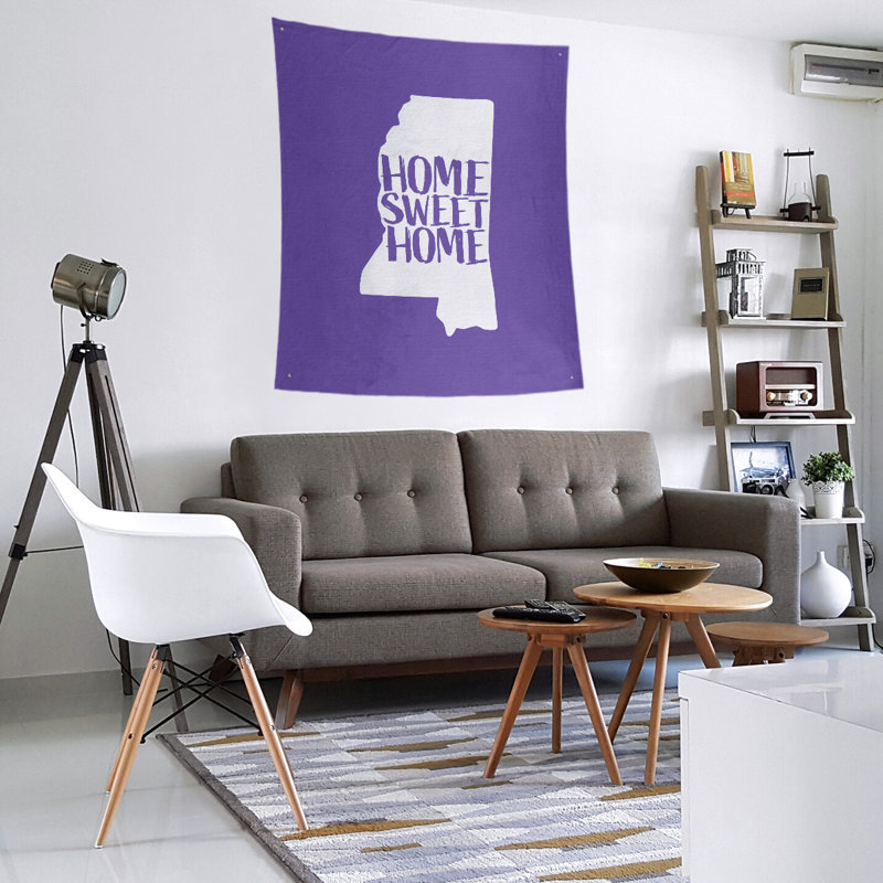 Tapisserie murale Home Sweet Mississippi, H 104 po x l 88 po, Mauve