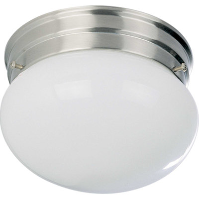 Plafonnier encastré rond 2 lumières en nickel brossé l 9 po avec verre blanc