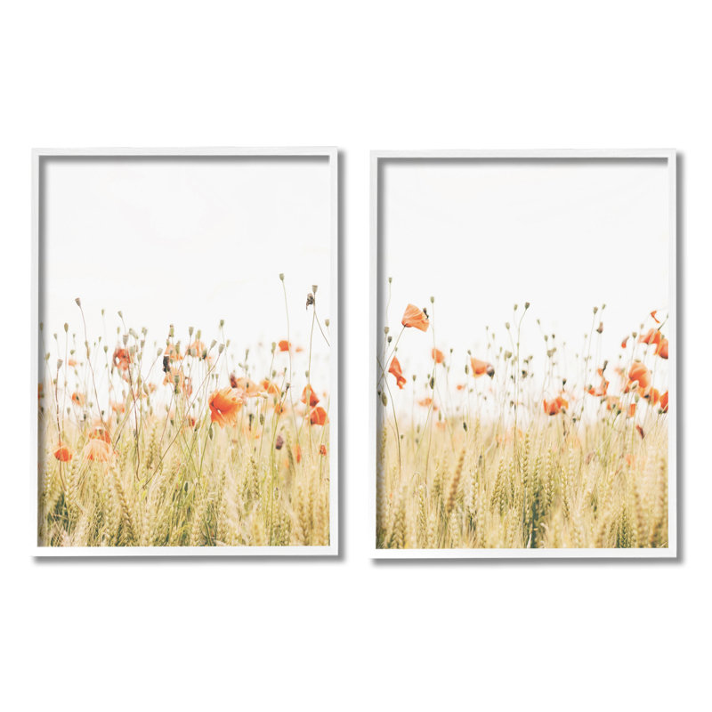 «Country Poppy Field», impression sur bois 2 pièces, H 30 po x l 48 po x P 1,5 po
