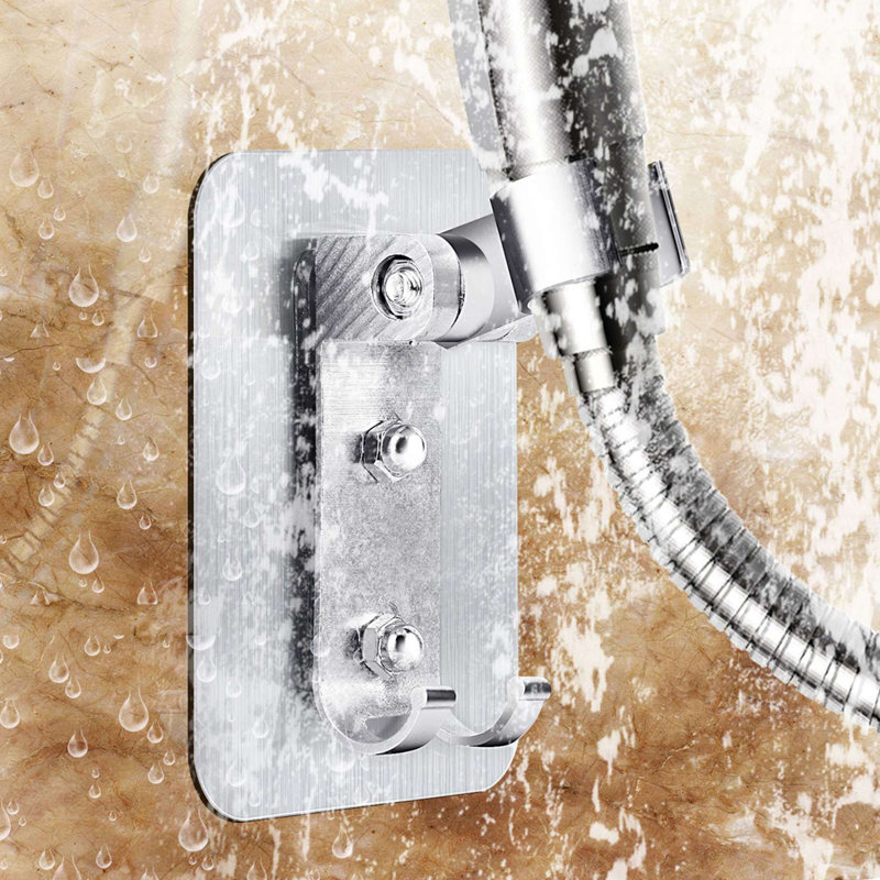 Support de pommeau de douche à fixation forte avec 2 crochets de suspension