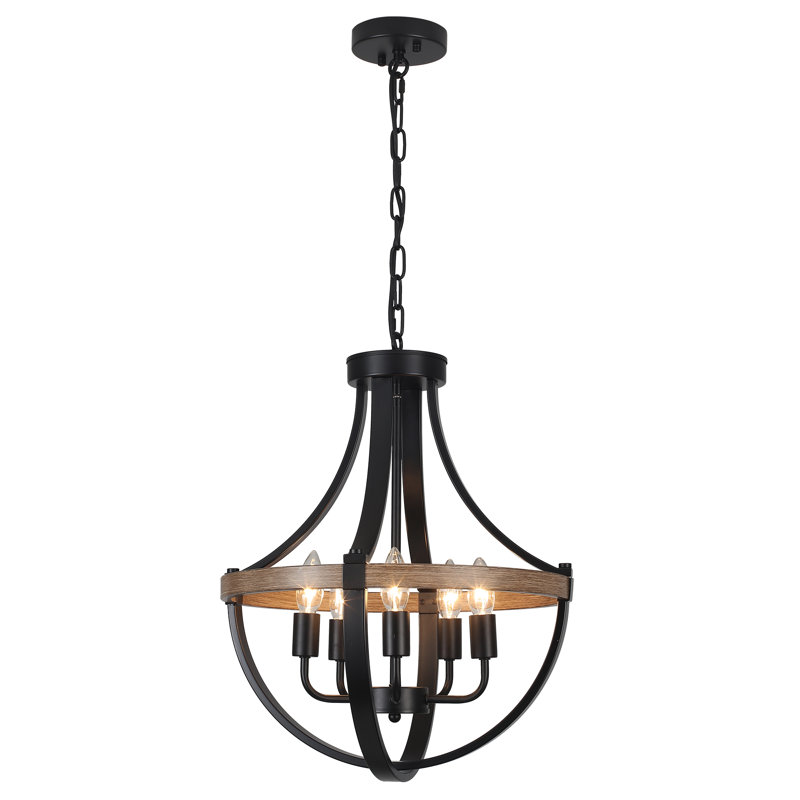 Kortney 5 - Light 16.5" Wide Dimmable Empire Chandelier for Entryway Foyer Bedroom Hallway, Black/Brown