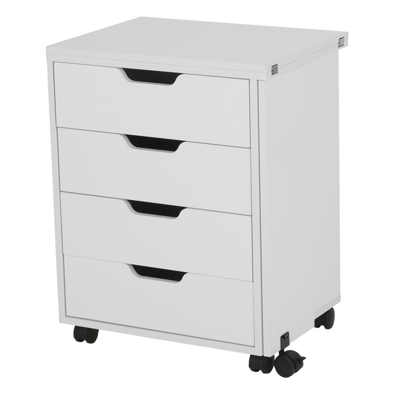 White Rolling Four-Drawer Storage Cabinet for Sewing and Crafts