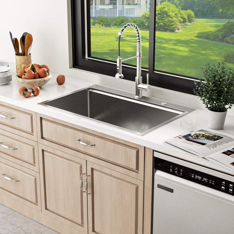 Drop-In Kitchen Sink Single Bowl 16 Guage Stainless Steel Workstation Sink with Accessories, 30" L x 22" W
