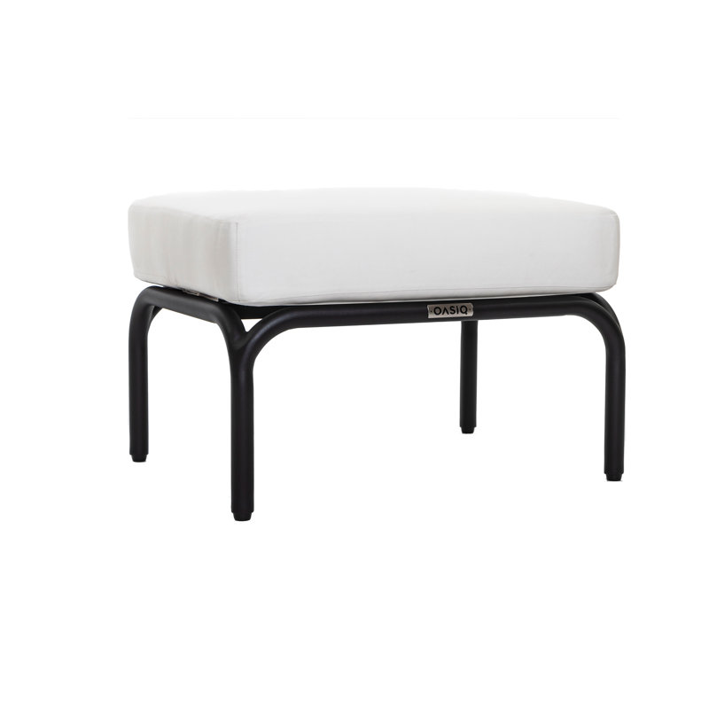 Yland Outdoor Ottoman with Sunbrella Cushion, Anthracite, Canvas Natural