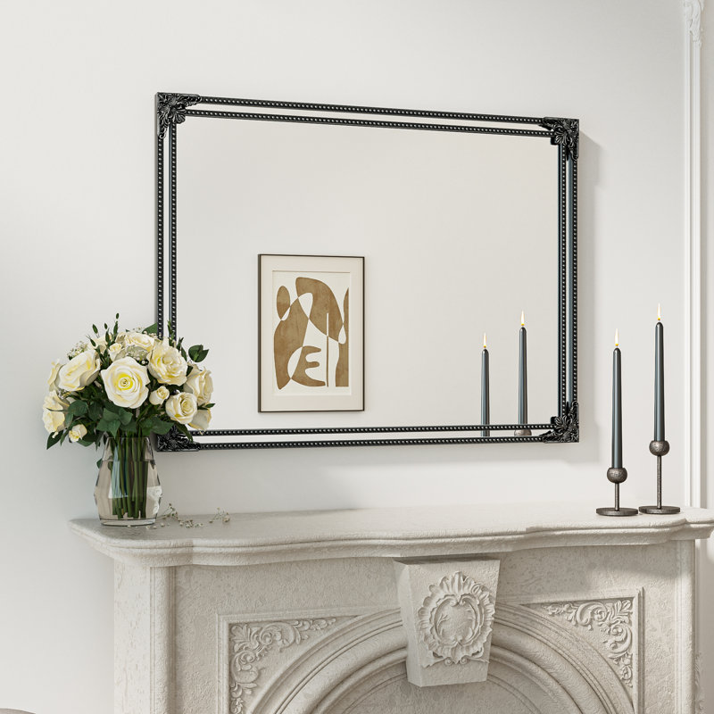 Berrilee Rectangle Decorative Wall Accent Mirror, 40" x 30", Antique Black