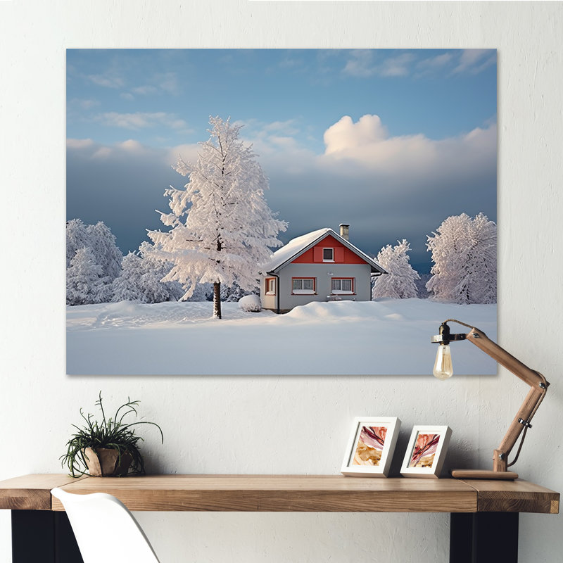 «Snowy Winter Hotel Lodges I», reproduction sur toile, Toile tendue, H 30 po x l 40 po x P 1,5 po