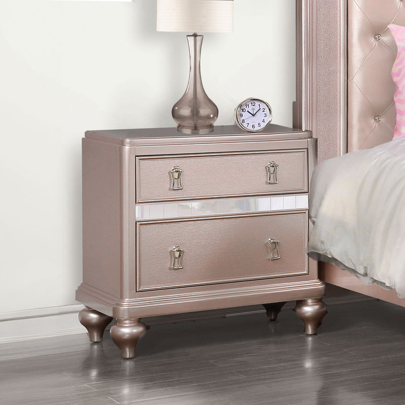 Annistyn 28'' W Solid Wood Nightstand, Rose Gold