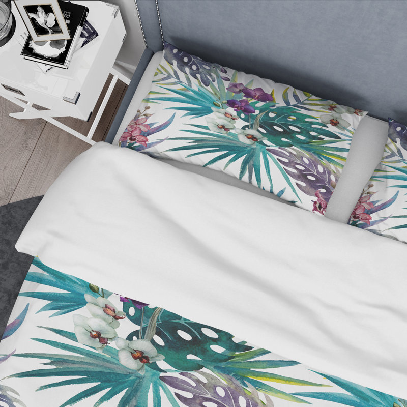 Ensemble de housse de couette style Mid-Century, literie rétro botanique - Retro Botanical I